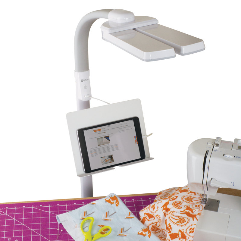 Adjustable Dual-Shade White LED Floor Lamp with USB Charging Port