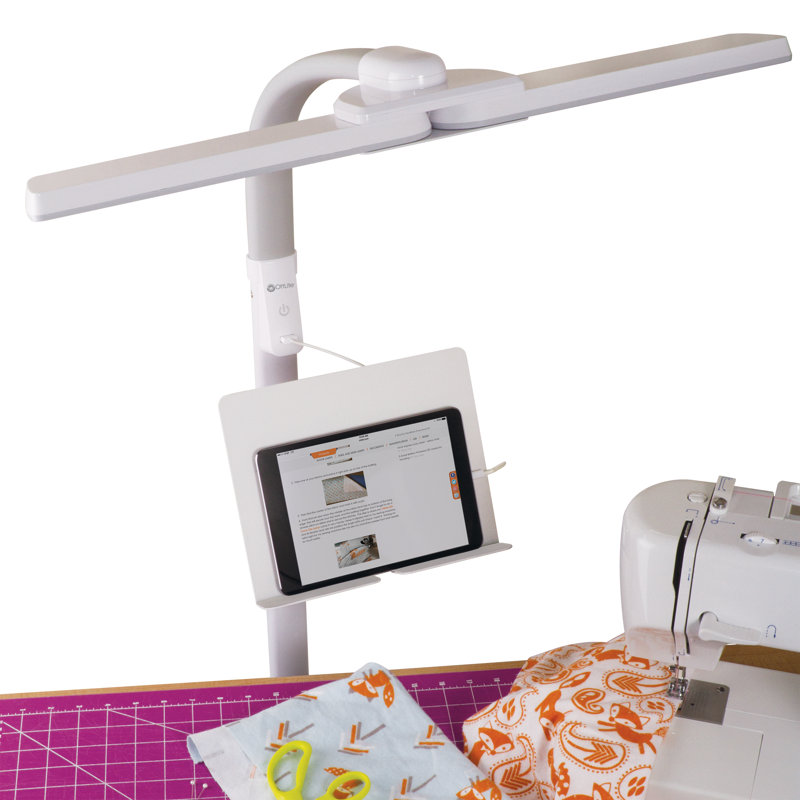 Adjustable Dual-Shade White LED Floor Lamp with USB Charging Port