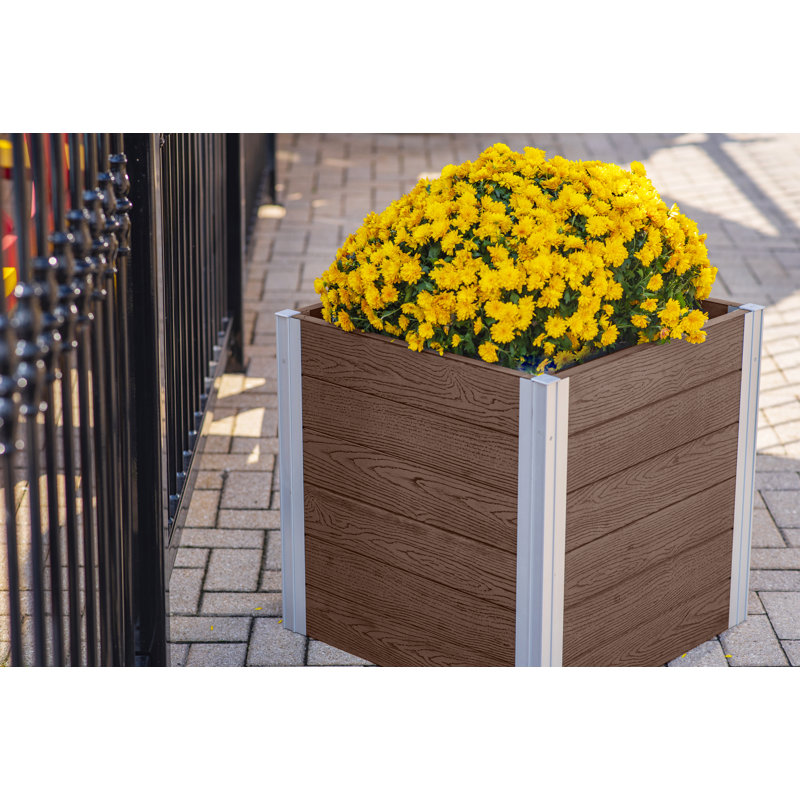 Urbana 22" Espresso Brown Embossed Vinyl Cube Planter