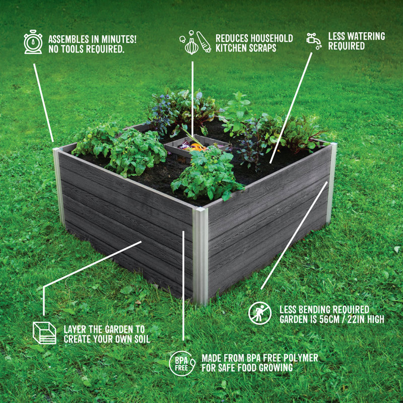 Slate Grey 4x4x22 Keyhole Composting Raised Garden Bed
