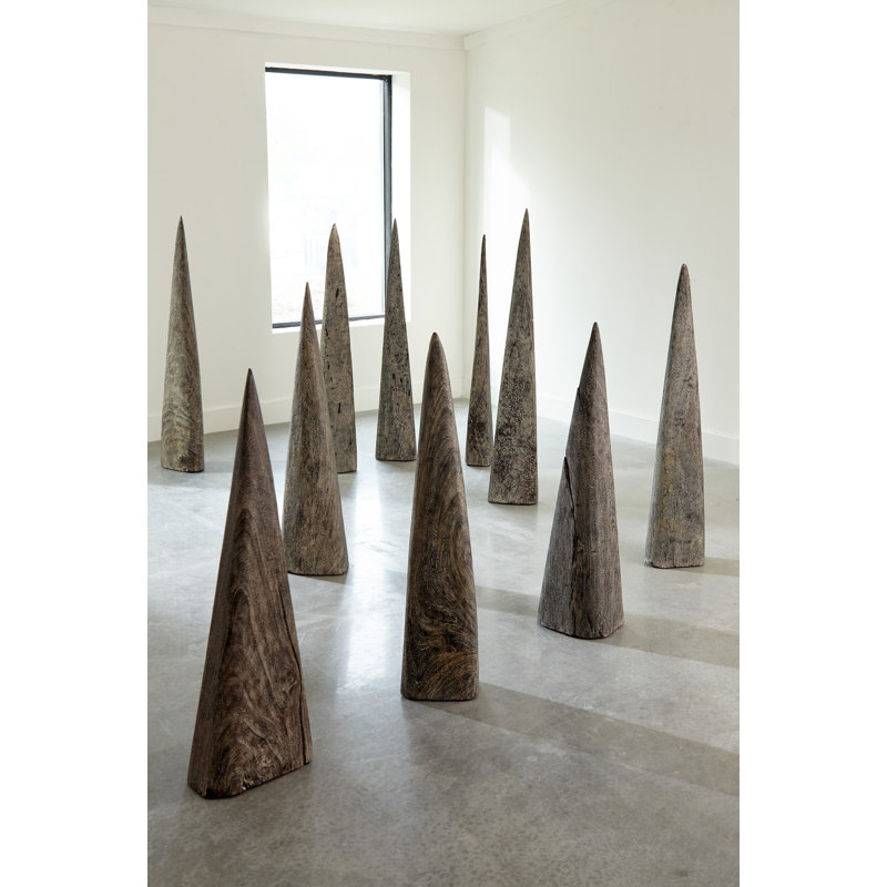 Large Gray Wood Shark Tooth Sculpture