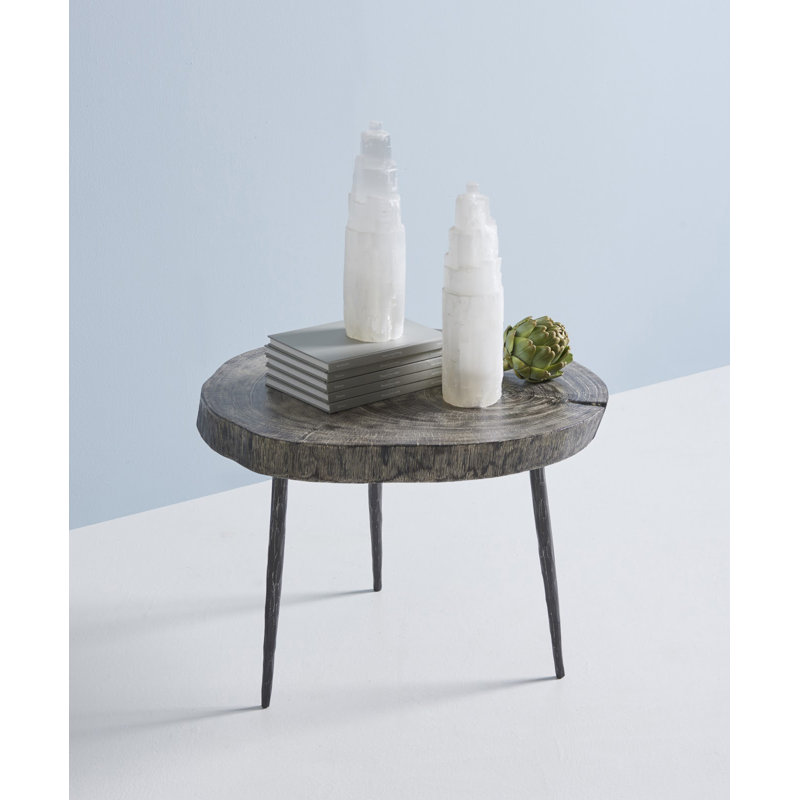23" Black and Gray Wood Oval Coffee Table