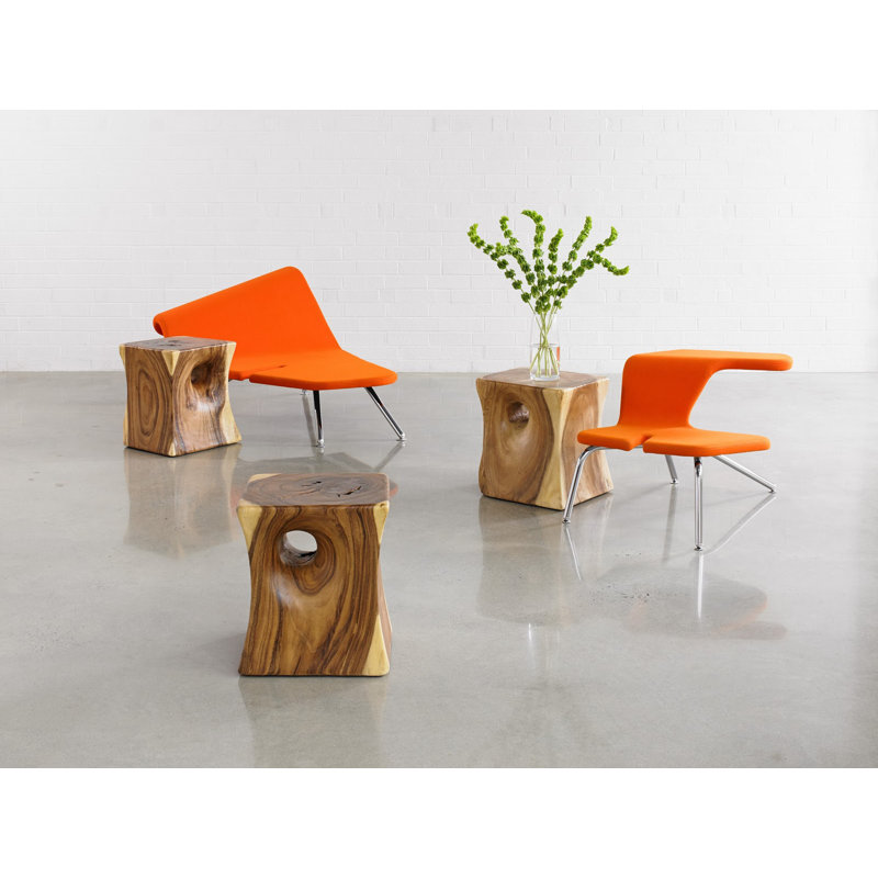 Acacia Wood Square Brown Side Table with Natural Grain