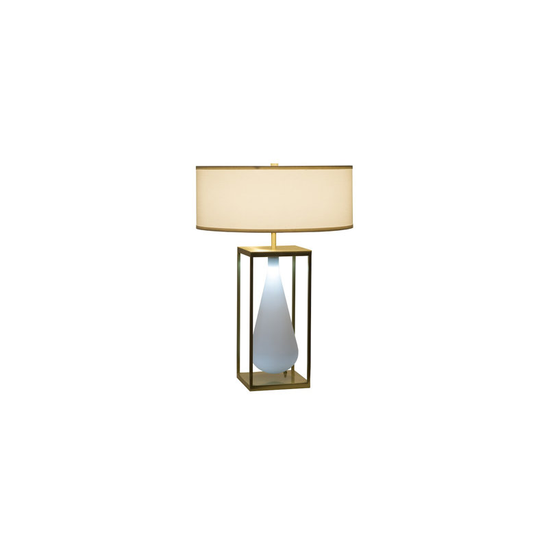 Ethereal Glow Gold & White Frosted Glass 29" Table Lamp
