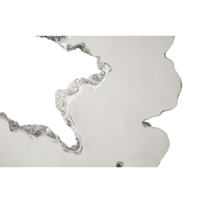 Modern Lava Slice 18" Silver Resin Sculpture on Stand