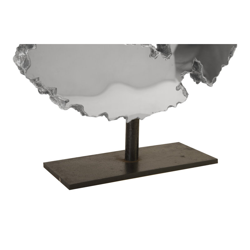 Modern Lava Slice 18" Silver Resin Sculpture on Stand