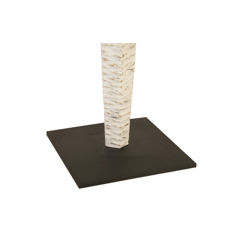 Contemporary White and Brown Wood Serene Human Figure Sculpture