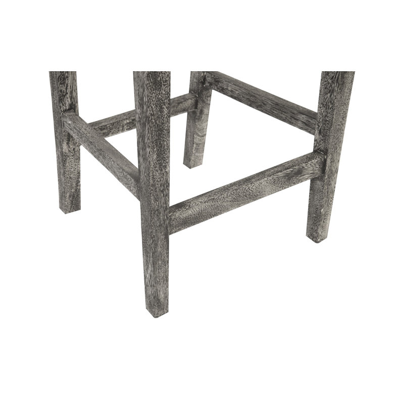 Contemporary Gray Stone & Chamcha Wood Bar Stool, 47.5"