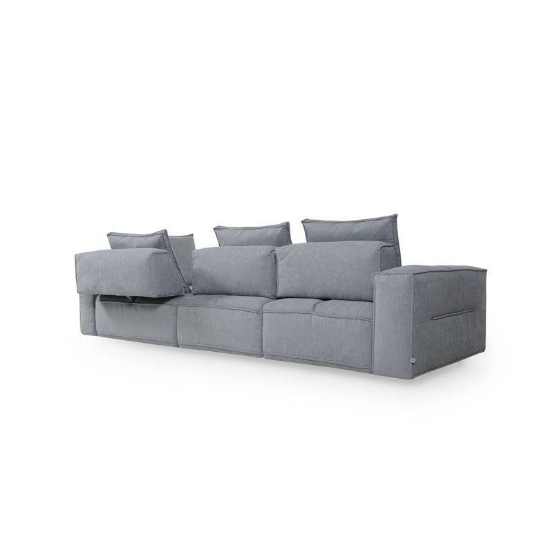 Light Gray Luxe Leather 3-Piece Power Reclining Sectional with Pillow Back
