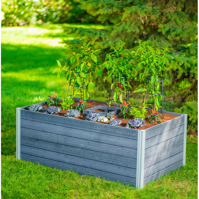 Slate Grey 4x4x22 Keyhole Composting Raised Garden Bed