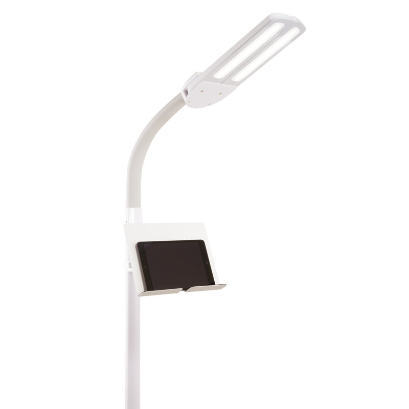 Adjustable Dual-Shade White LED Floor Lamp with USB Charging Port