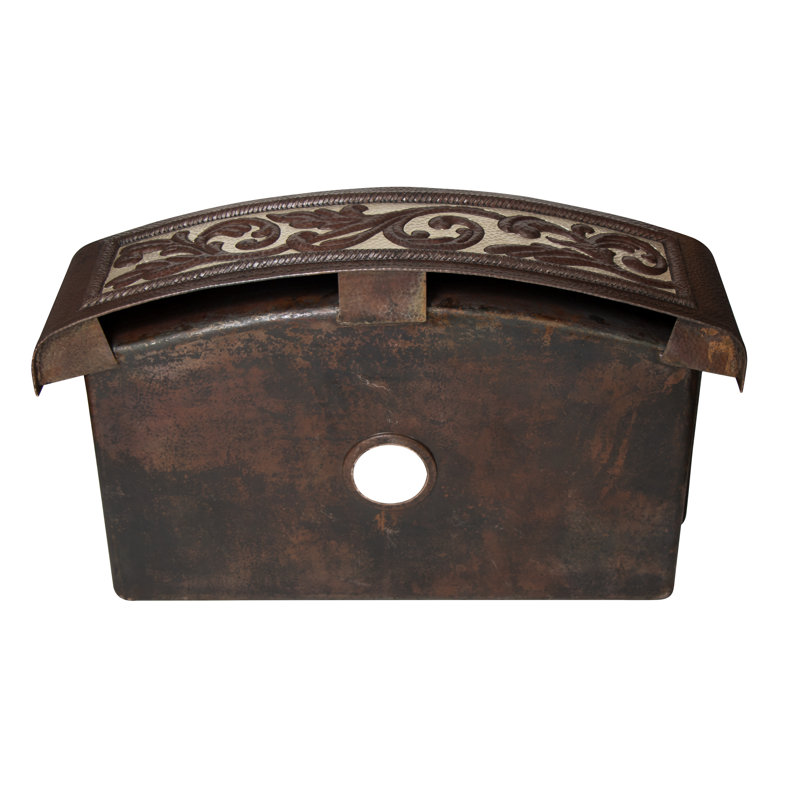 33'' Dark Copper Farmhouse Apron Kitchen Sink with Decorative Front