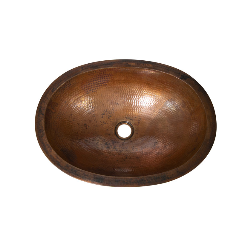 Ambiente 19'' Oval Hammered Copper Vessel Sink in Bronze Finish