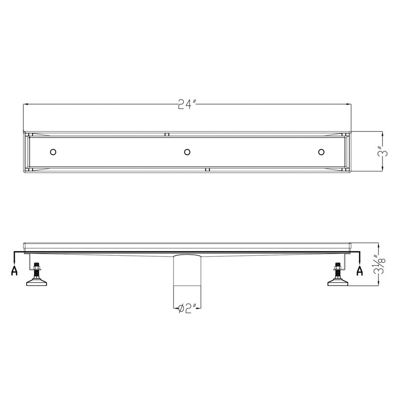 24" Stainless Steel Linear Shower Drain without Cover