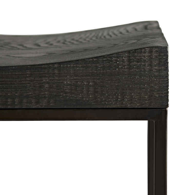 Ebony Oak and Iron Minimalist Bench