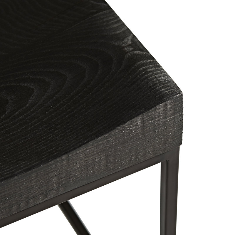 Ebony Oak and Iron Minimalist Bench