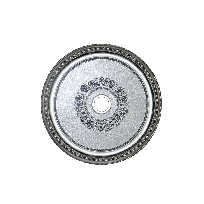 Elegant Silver Polyurethane Round Ceiling Medallion