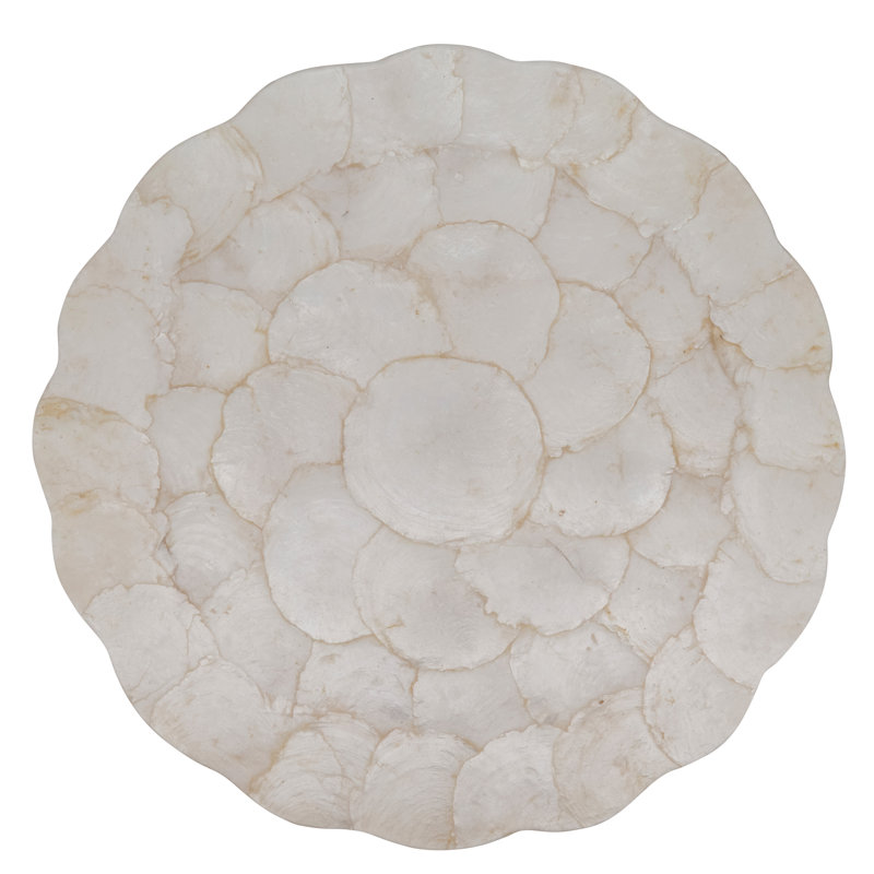 Ivory Scalloped Capiz Placemats Set of 4, 15"