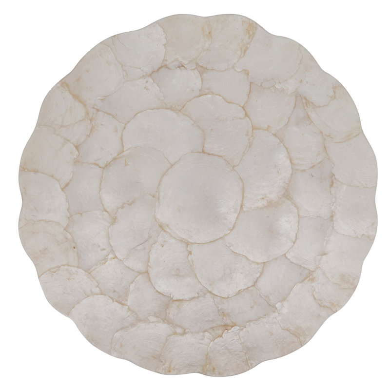 Ivory Scalloped Capiz Placemats Set of 4, 15"