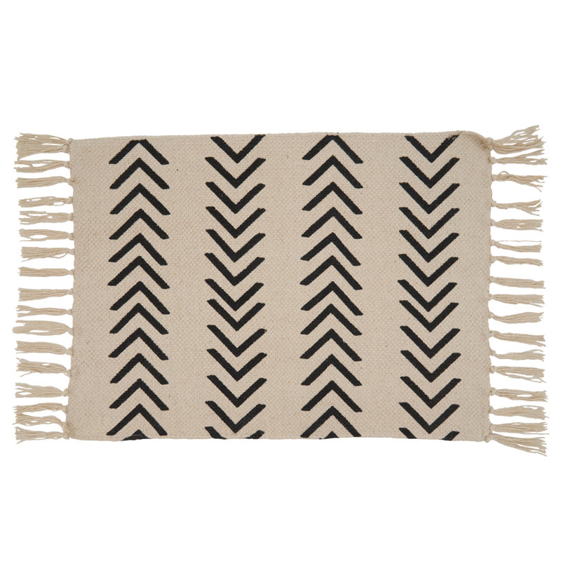 Natural Cotton Geometric Fringe Placemats Set of Four
