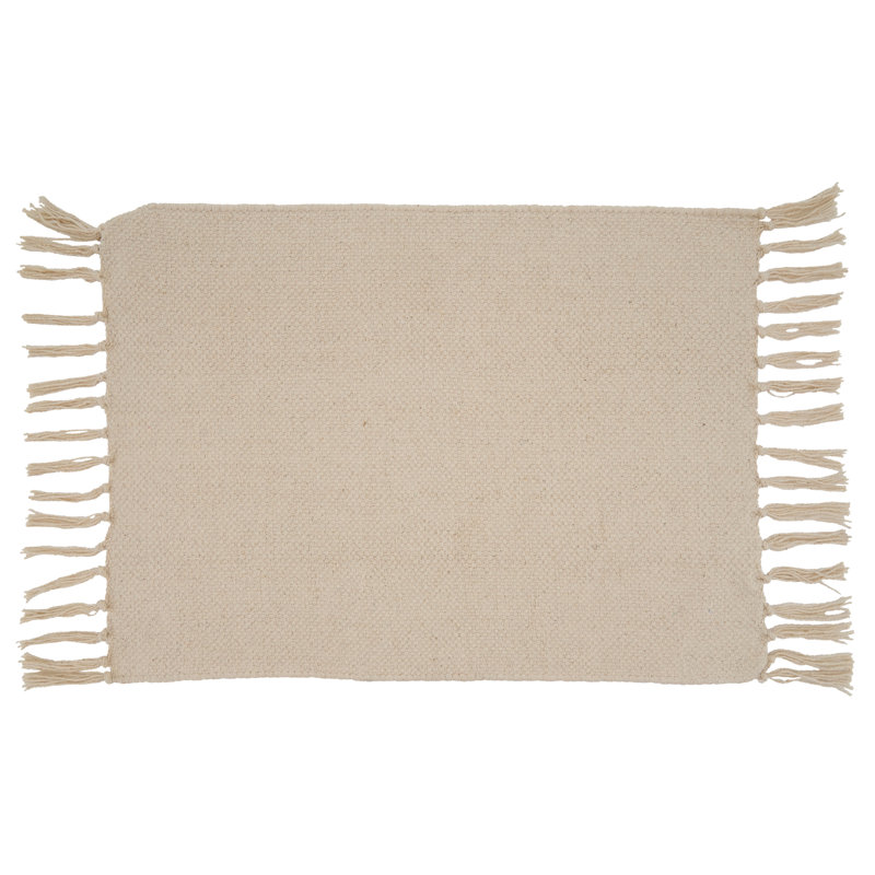 Natural Cotton Geometric Fringe Placemats Set of Four
