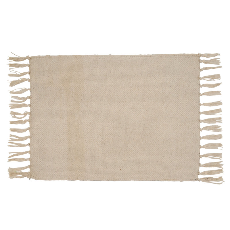 Black Cotton Geometric Fringe Placemats, Set of Four