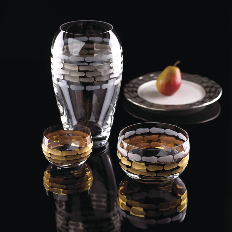 Michael Wainwright Platinum Glass Table Vase with Carved Details