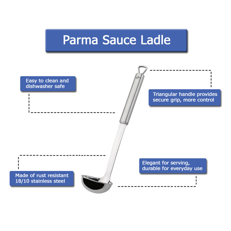 Parma 12" Stainless Steel Sauce Ladle with Ergonomic Handle