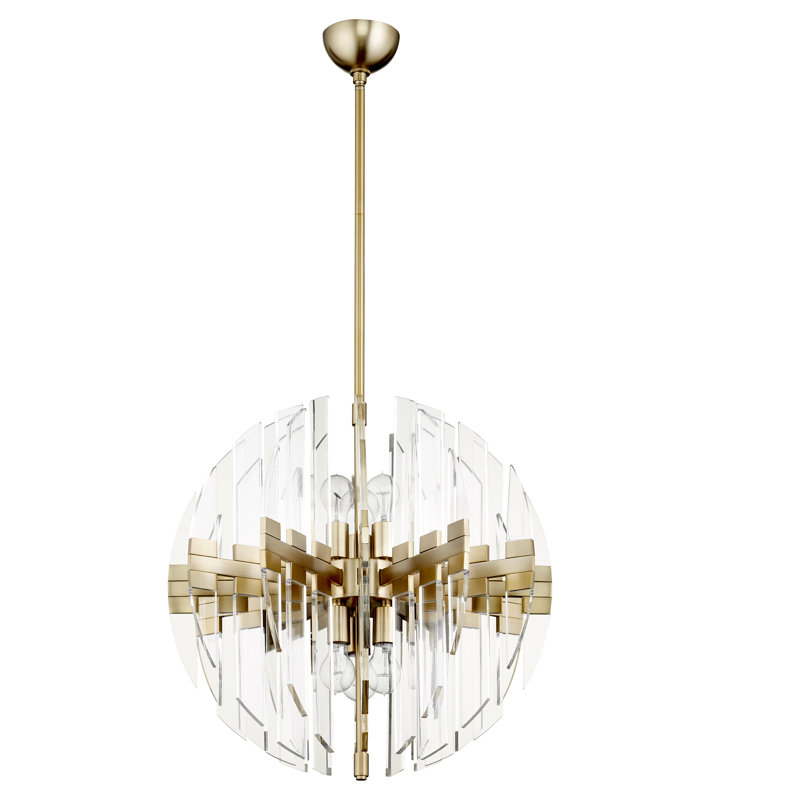 Aged Brass and Glass 6-Light Globe Chandelier