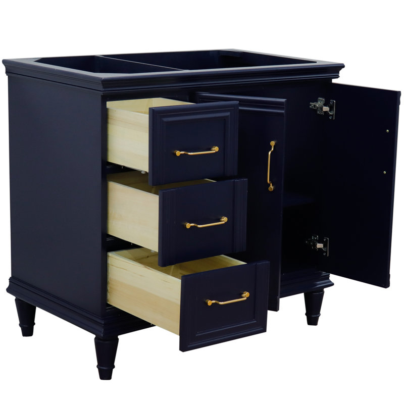 Forli Classic Blue 36" Single Freestanding Vanity with Gold Hardware