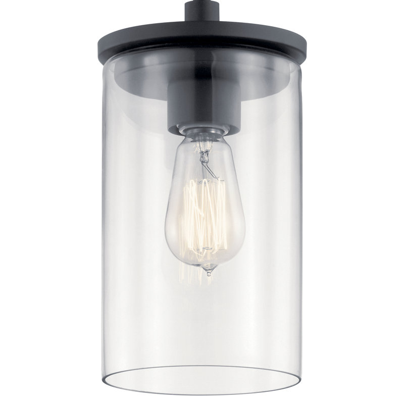 Crosby Minimalist Black Steel Mini Pendant with Clear Glass Shade