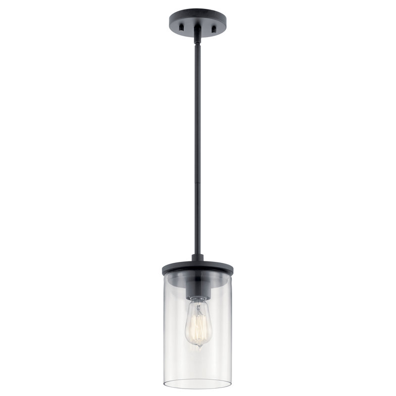 Crosby Minimalist Black Steel Mini Pendant with Clear Glass Shade