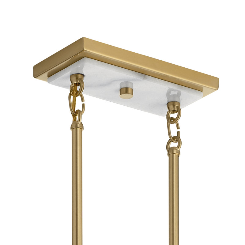 Champagne Gold 8-Light Linear Chandelier with Drum Shades