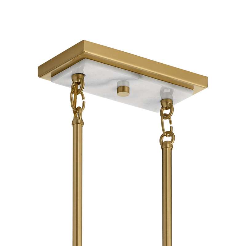 Champagne Gold 8-Light Linear Chandelier with Drum Shades
