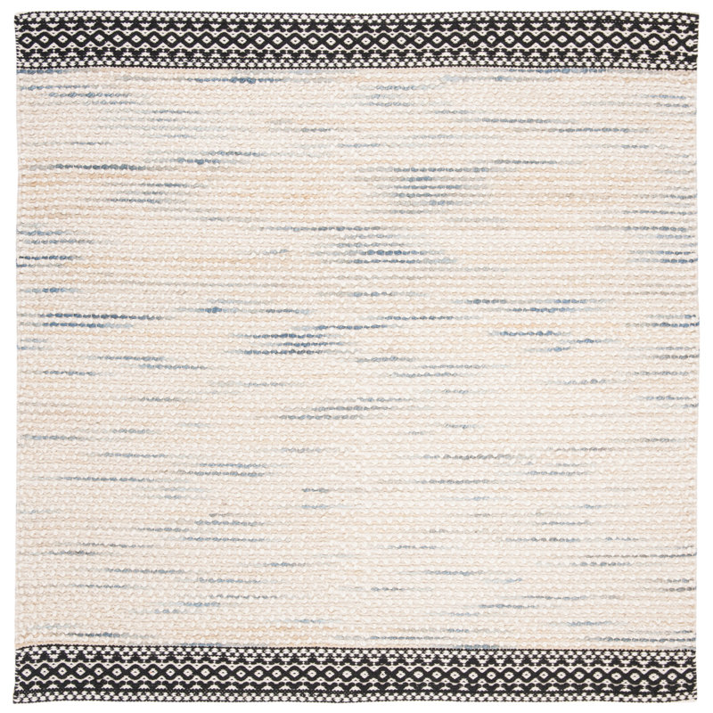 Handmade Black Wool 6' x 6' Square Braided Area Rug