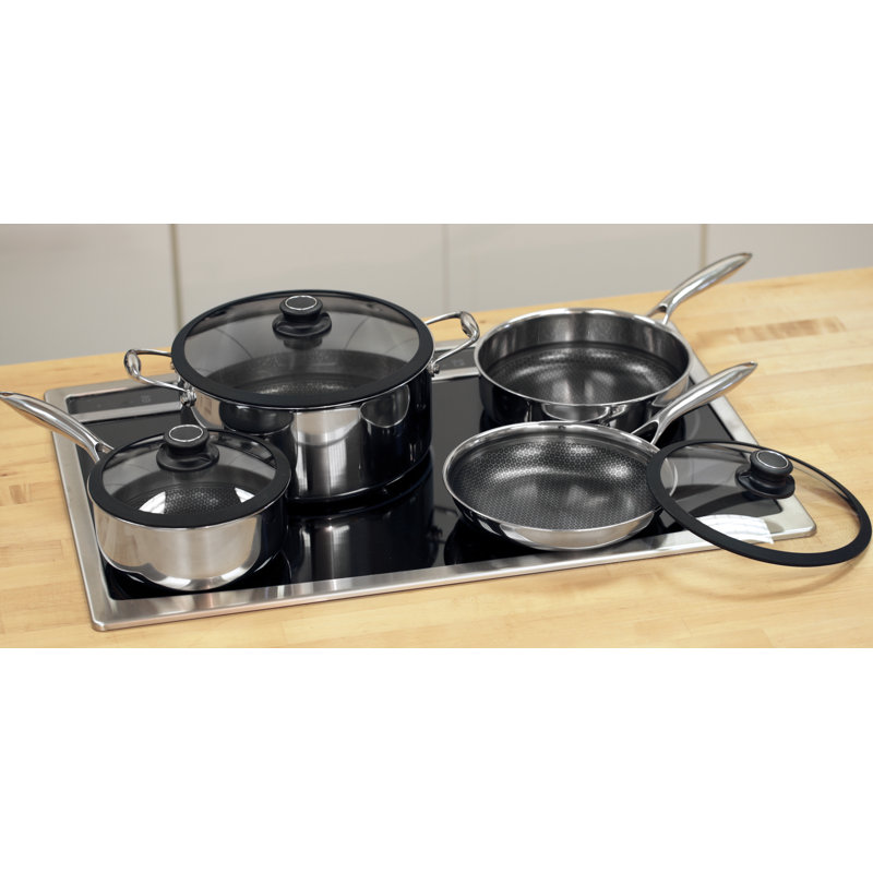 7 Piece Stainless Steel Nonstick Cookware Set with Glass Lids