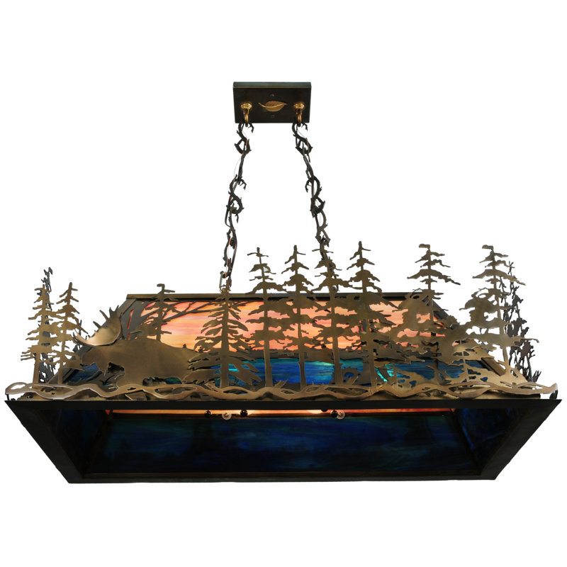Rustic Lodge 6-Light Glass Moose Pendant