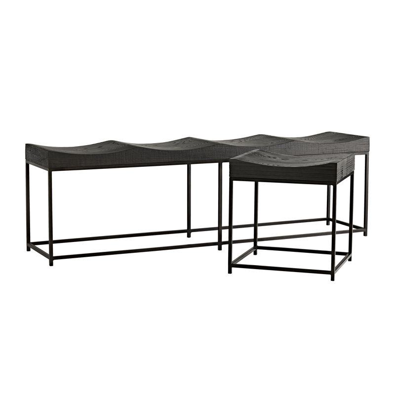 Ebony Oak and Iron Minimalist Bench