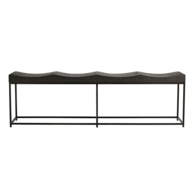 Ebony Oak and Iron Minimalist Bench
