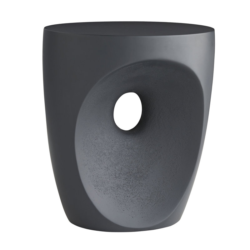 Brett Matte Black Lightweight Concrete Drum-Style End Table