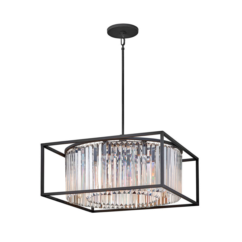 Giada Contemporary Black Crystal 8-Light Rectangle Chandelier
