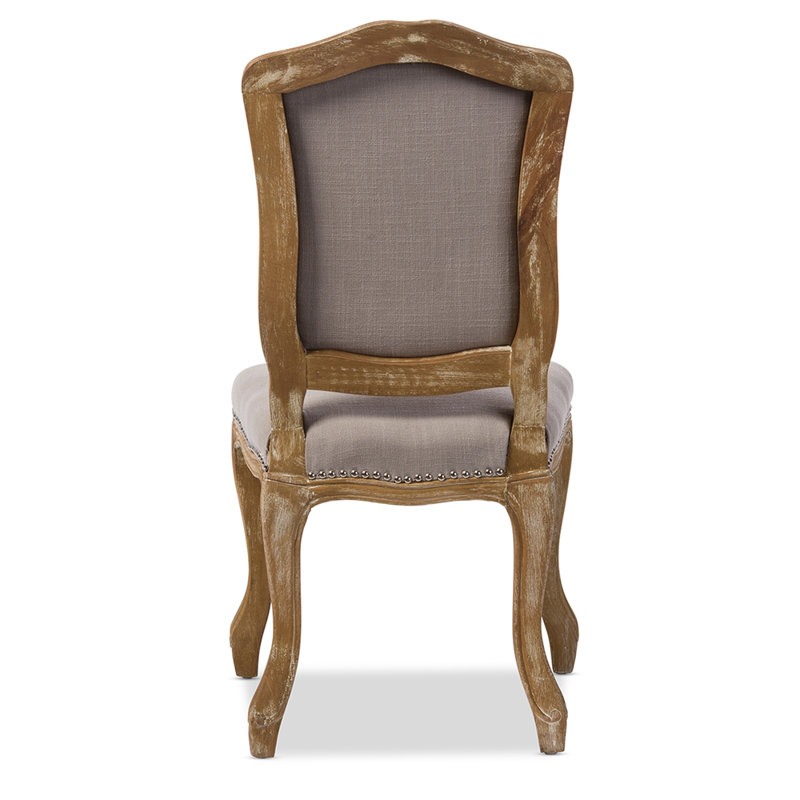Elegant Beige Linen and Weathered Oak Parsons Side Chair