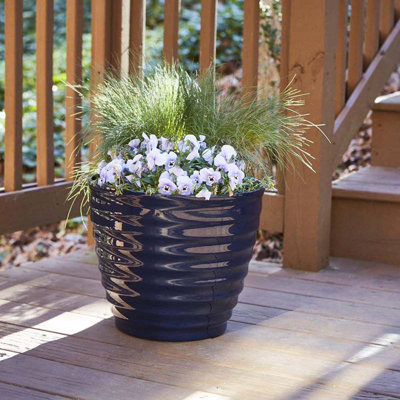 Navy Beehive-Style 16'' Resin Outdoor Planter