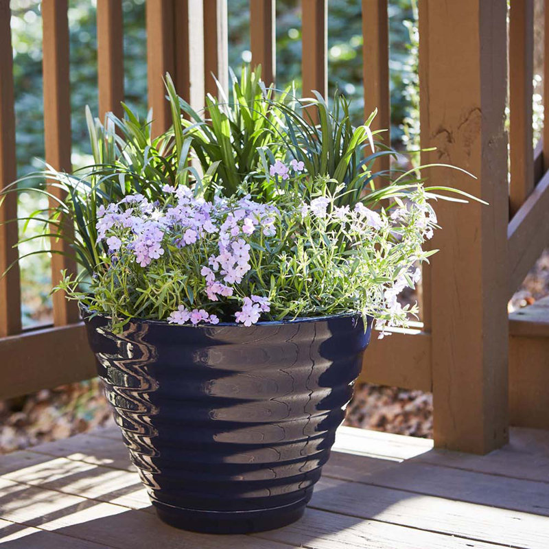 Navy Beehive-Style 16'' Resin Outdoor Planter