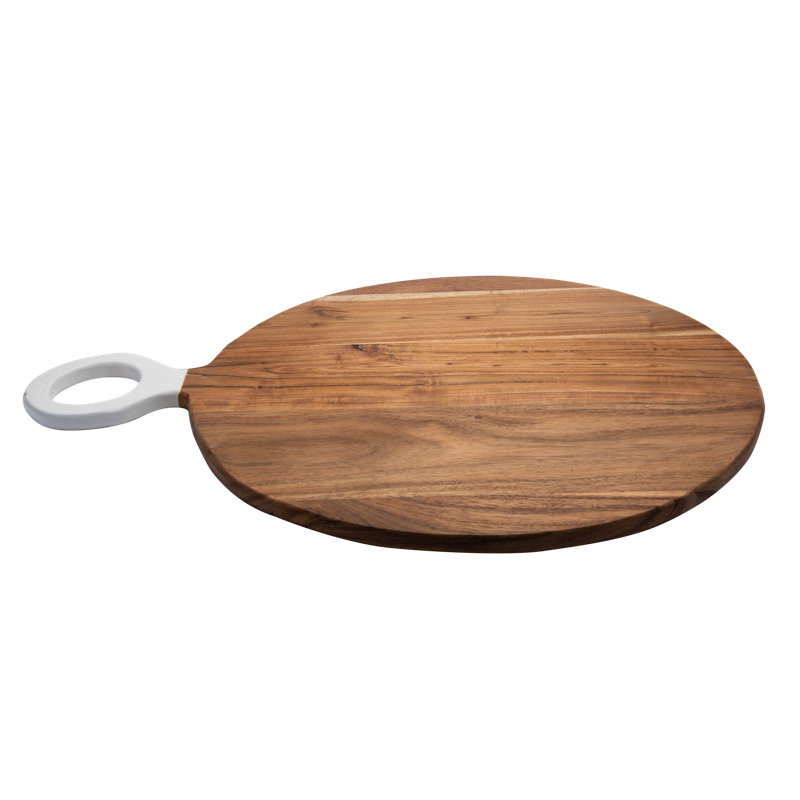 Alexa Round Acacia Wood Cutting Board with Handle