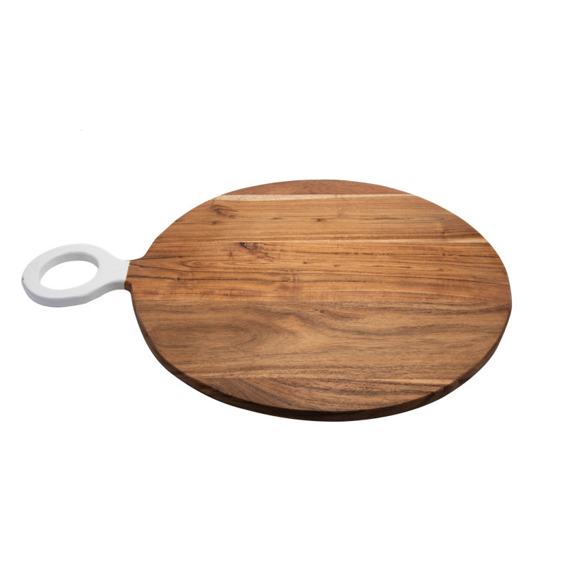 Alexa Round Acacia Wood Cutting Board with Handle