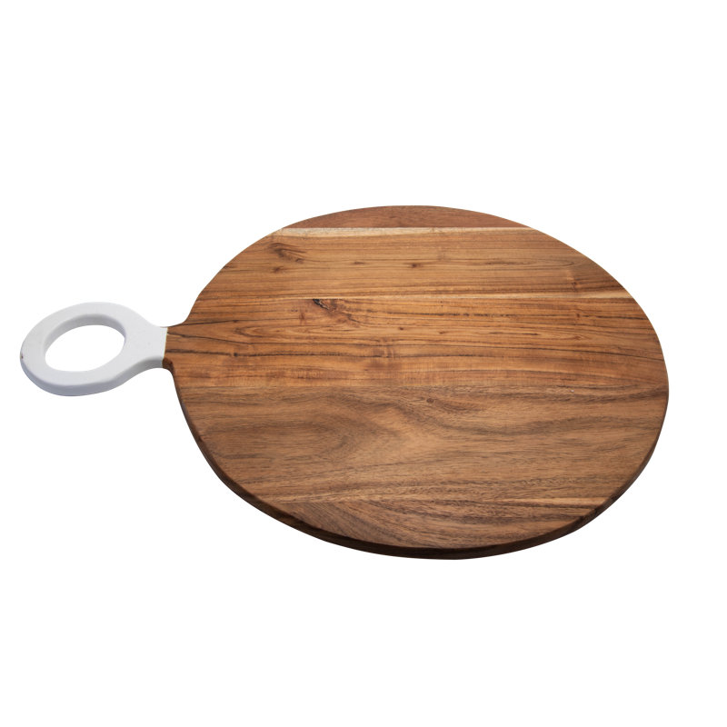 Alexa Round Acacia Wood Cutting Board with Handle