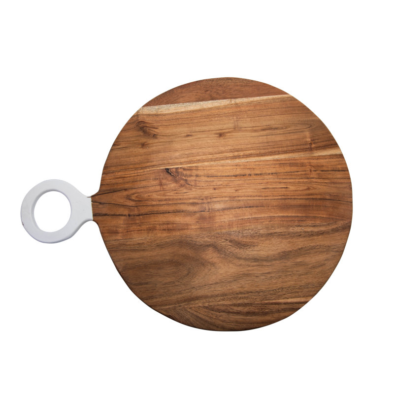 Alexa Round Acacia Wood Cutting Board with Handle