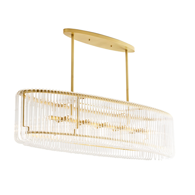 Antique Brass 12-Light Chandelier with Clear Glass