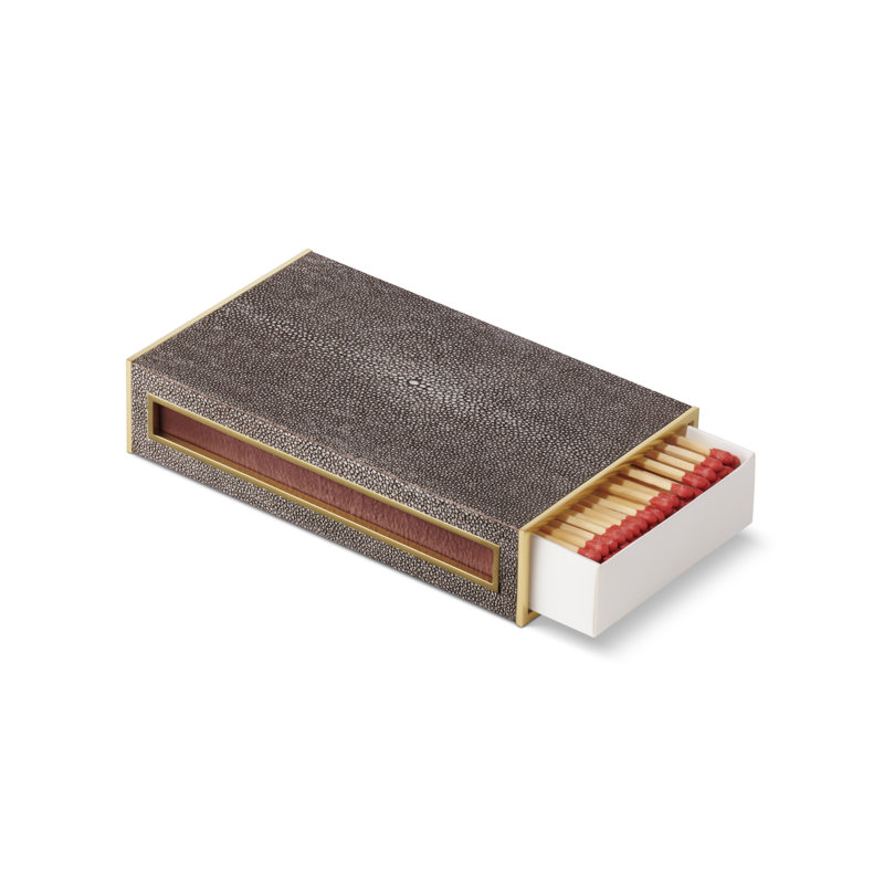 Chocolate Shagreen Oversized Match Box with Gold Trim